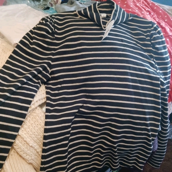 J. Crew Sweaters - J. Crew Black and White Striped Turtleneck Sweater Ladies Size Large